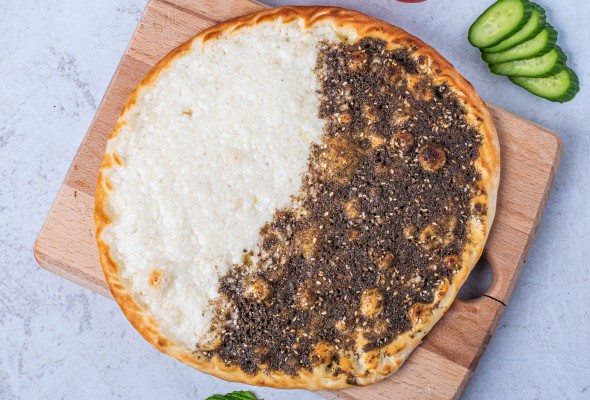 Half zaatar, half cheese man'oushe